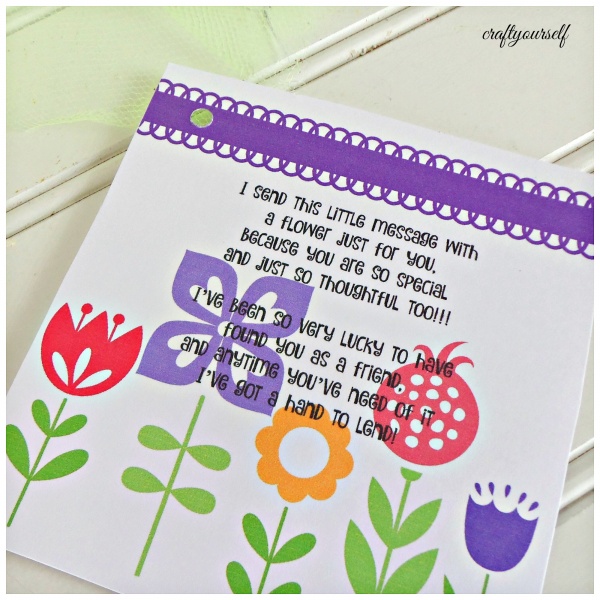 friendship flower printed tag