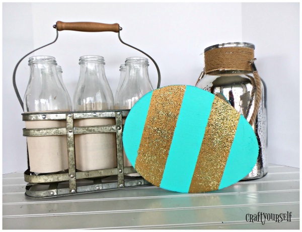 egg striped gold glitter