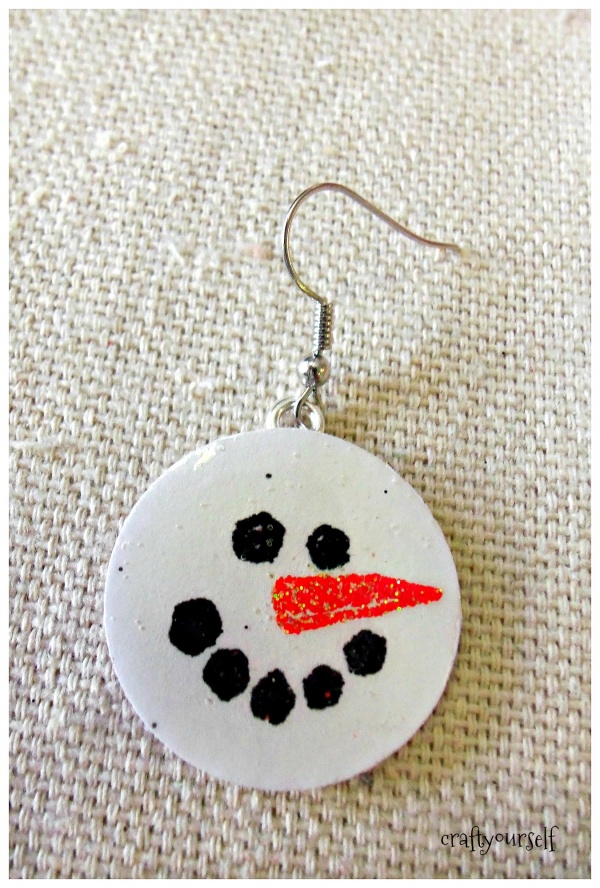 diy chipboard snowmen earring