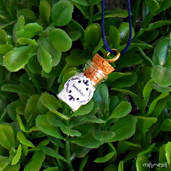 mini snowflakes jar necklace