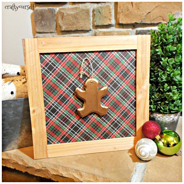 Rustic Wood Trimmed Plaid and Buffalo Check Holiday Decor Boards gingerbread