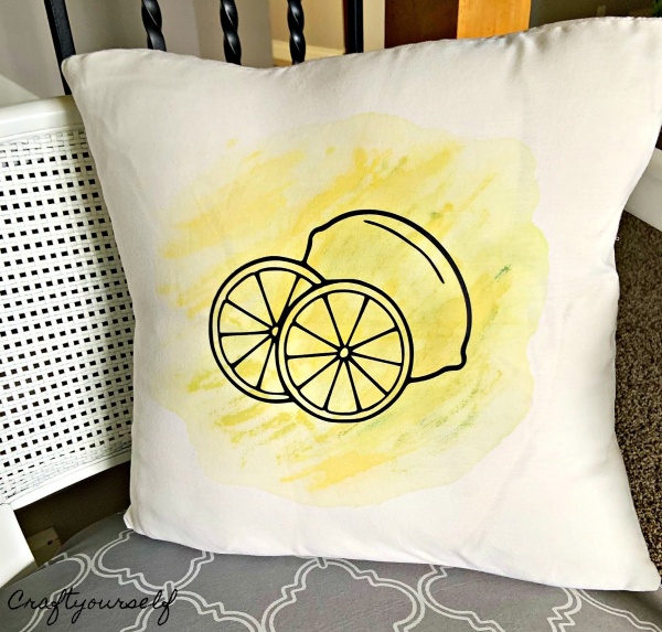 Lemon watercolor pillow