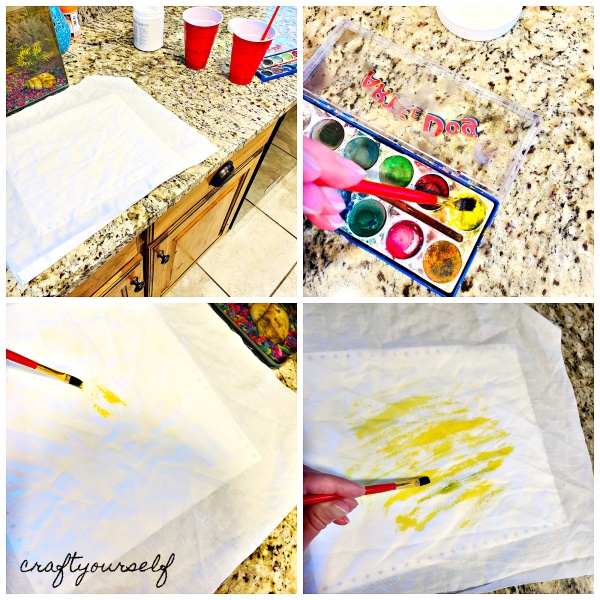 lemon painting watercolor on fabric