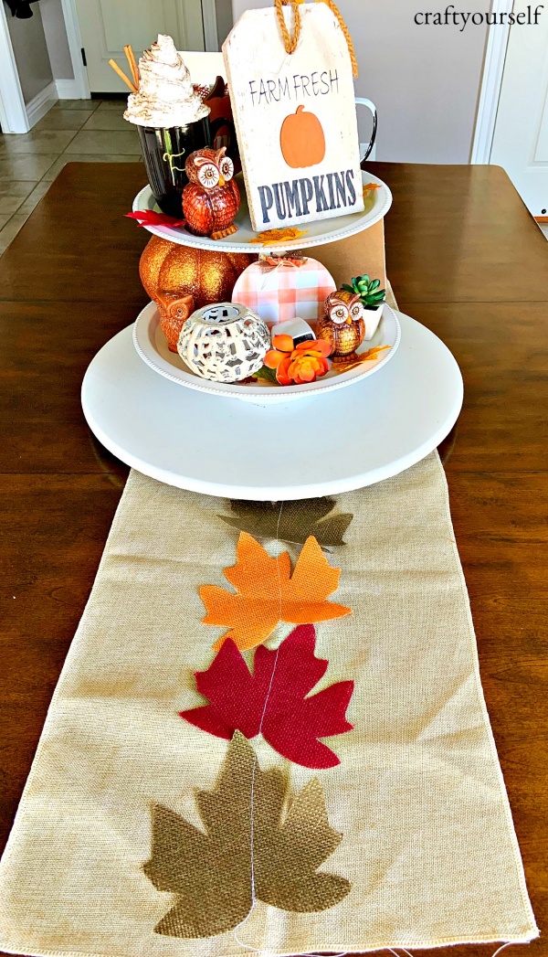 fall leaf burlap table runner