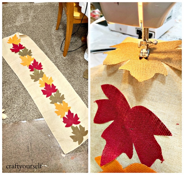 fall leaf table runner pin and sew